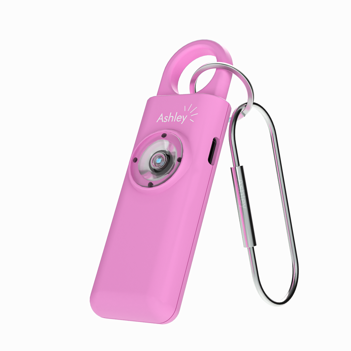 Candy pink Ashley personal safety alarm with keychain